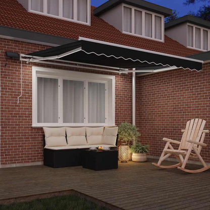 Retractable Awning Black 350 x 250 cm Fabric and Aluminium