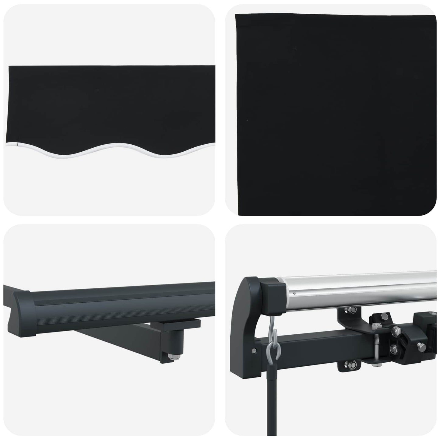 Retractable Awning Black 350 x 250 cm Polyester and Aluminium