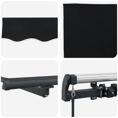 Retractable Awning Black 350 x 250 cm Polyester and Aluminium