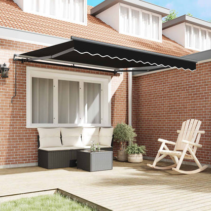 Retractable Awning Black 350 x 250 cm Polyester and Aluminium