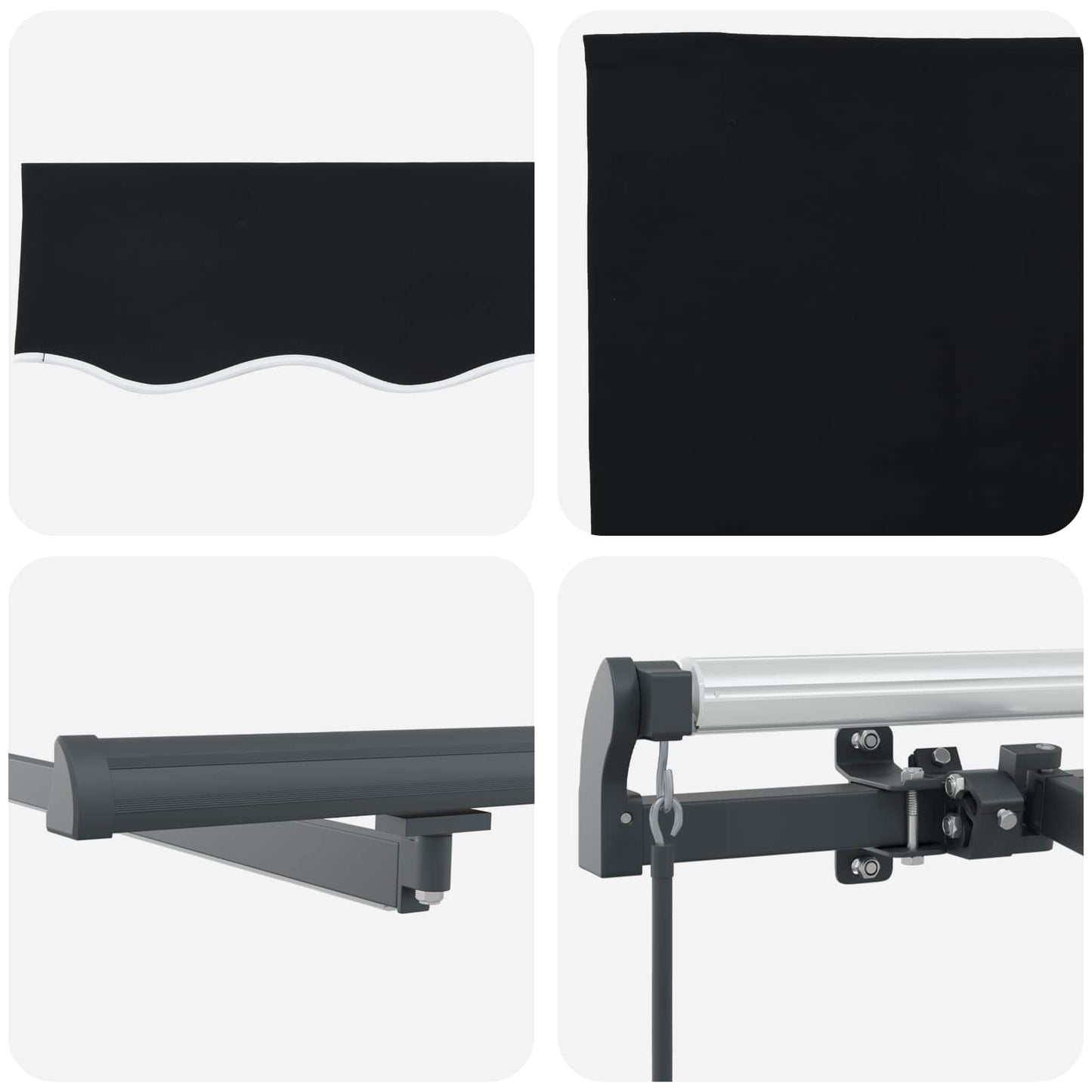 Retractable Awning Black 350 x 250 cm Fabric and Aluminium