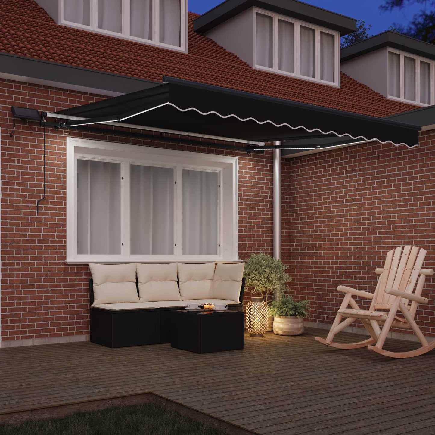 Retractable Awning Black 350 x 250 cm Fabric and Aluminium