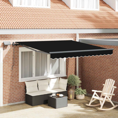 Retractable Awning Black 350 x 250 cm Fabric and Aluminium