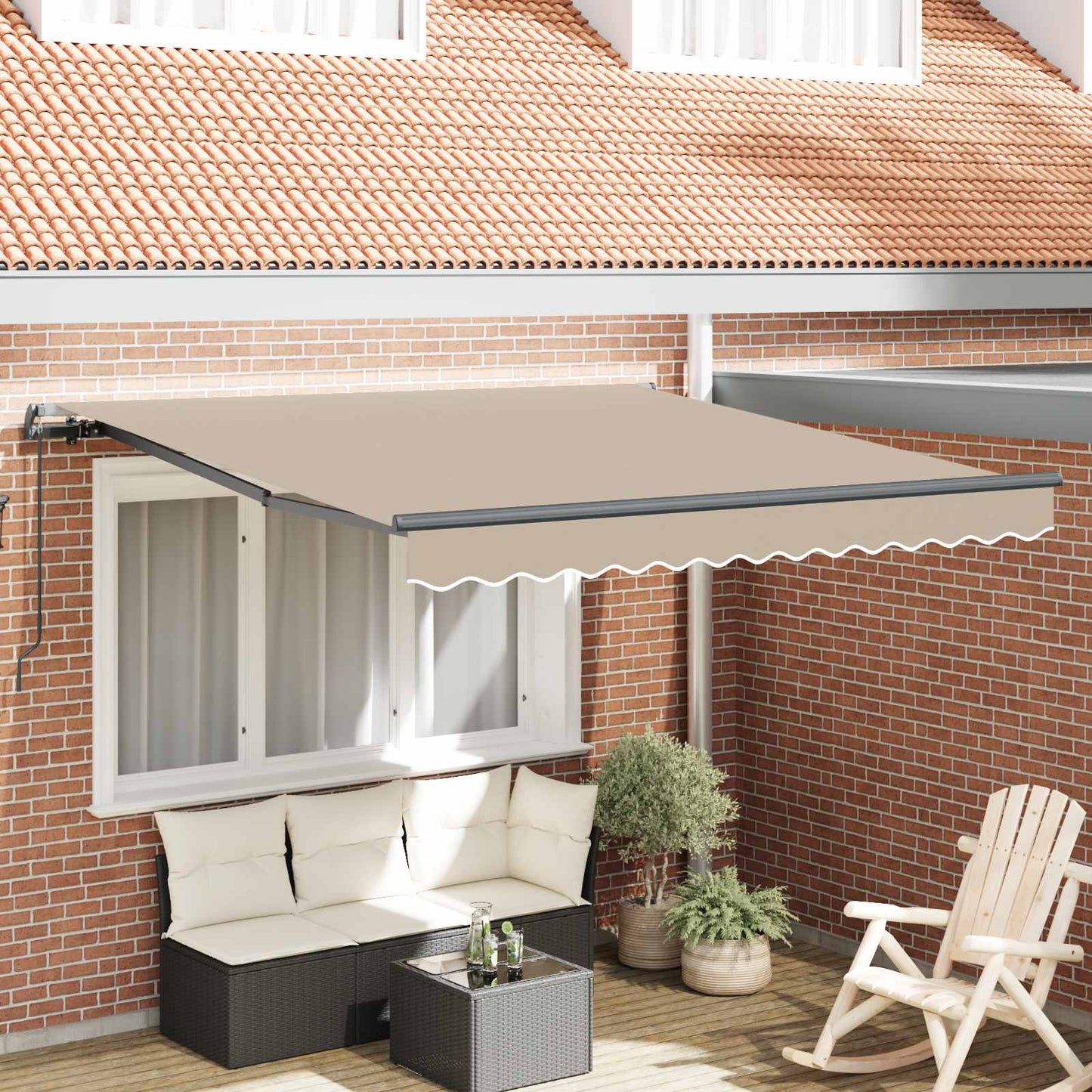 Retractable Awning Beige 350 x 250 cm Polyester and Aluminium