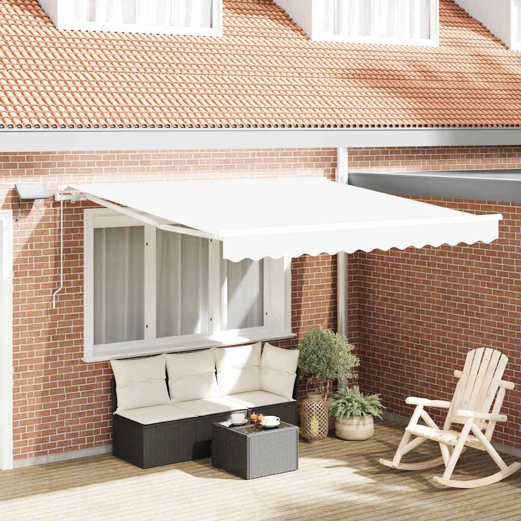 Retractable Awning White 350 x 250 cm Fabric and Aluminium