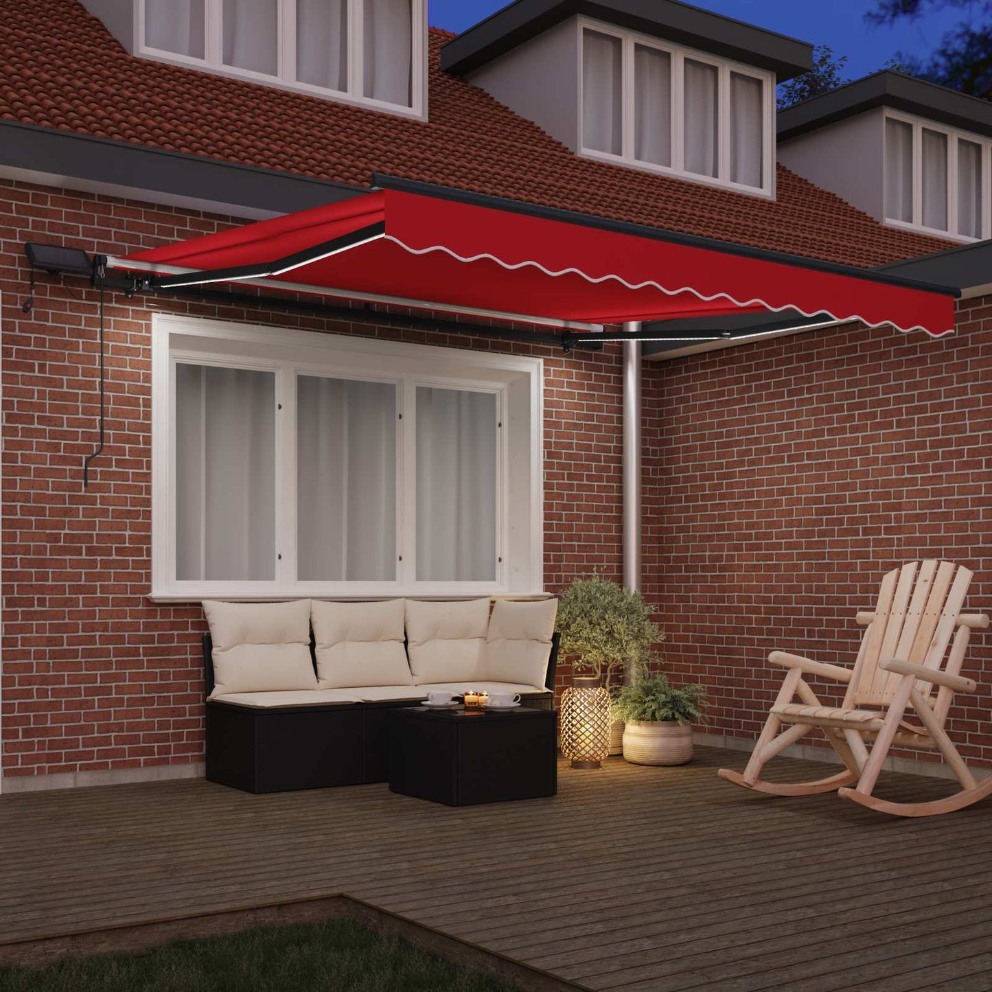 Retractable Awning Red 350 x 250 cm Fabric and Aluminium