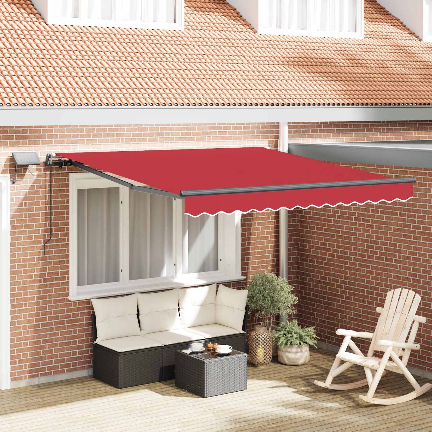 Retractable Awning Red 350 x 250 cm Fabric and Aluminium