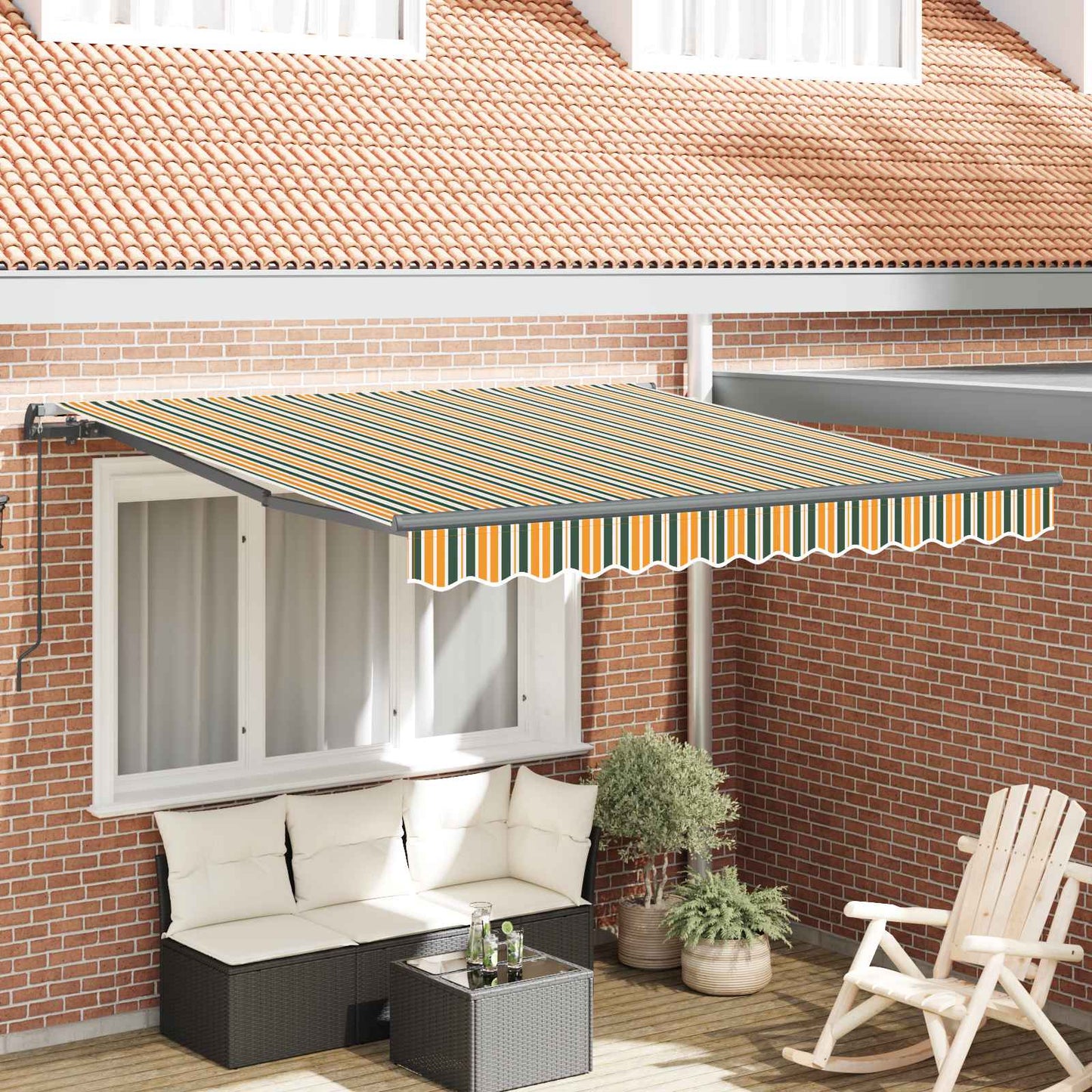 Retractable Awning Green and yellow 350 x 250 cm