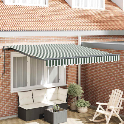 Retractable Awning Green and White 350 x 250 cm