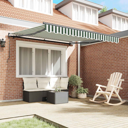 Retractable Awning Green and White 350 x 250 cm
