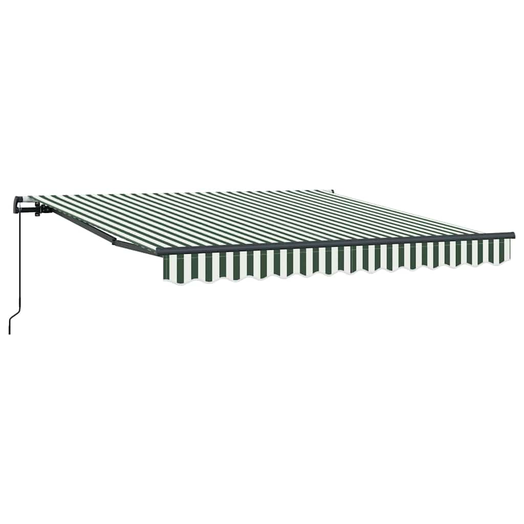 Retractable Awning Green and White 350 x 250 cm