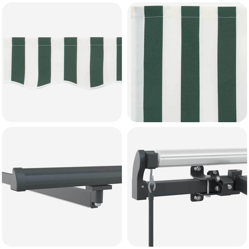 Retractable Awning Green and white 350 x 250 cm Fabric