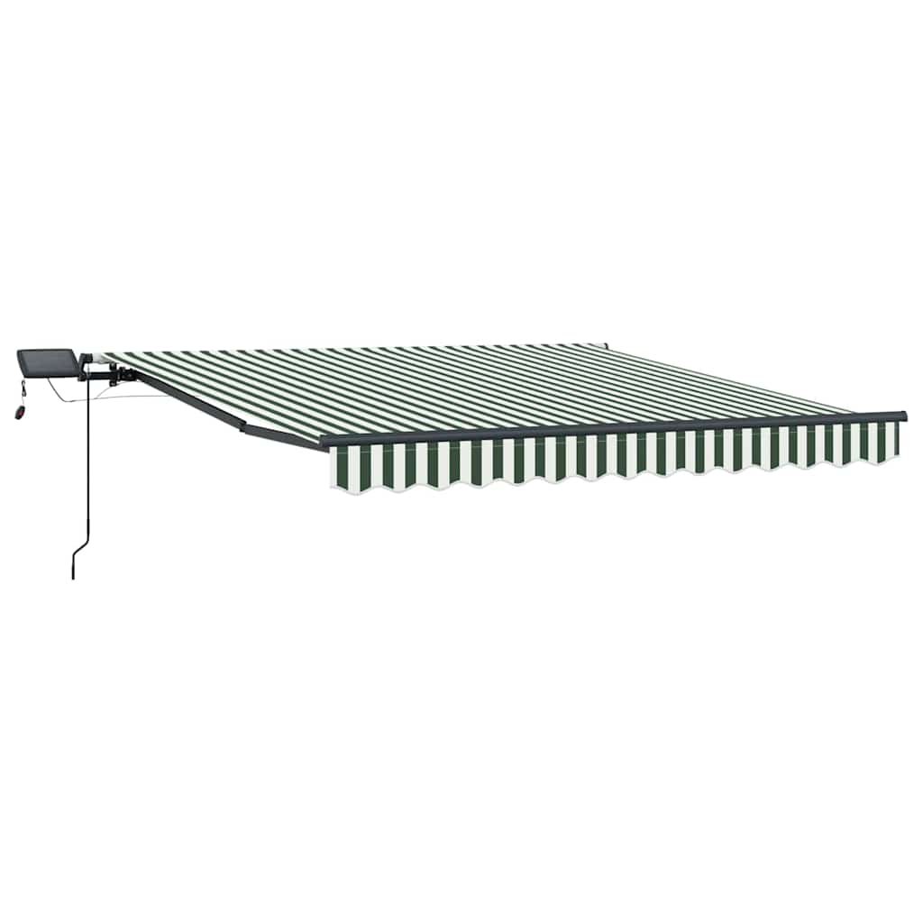 Retractable Awning Green and white 350 x 250 cm Fabric