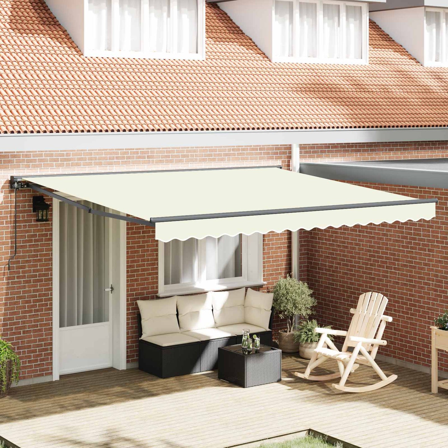 Awning Frame Cream 400 x 300 cm Polyester with PU coating