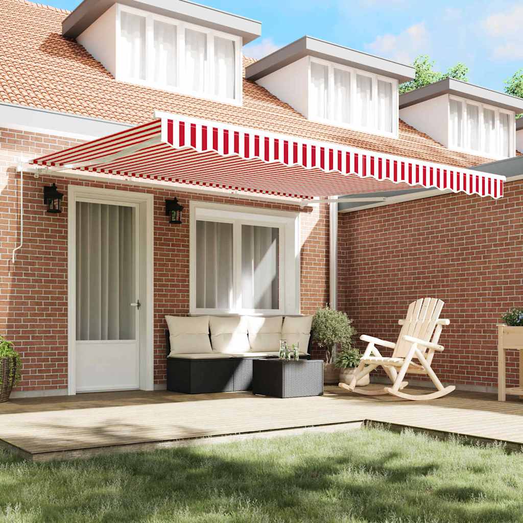Retractable Awning Red and White 400 x 300 cm