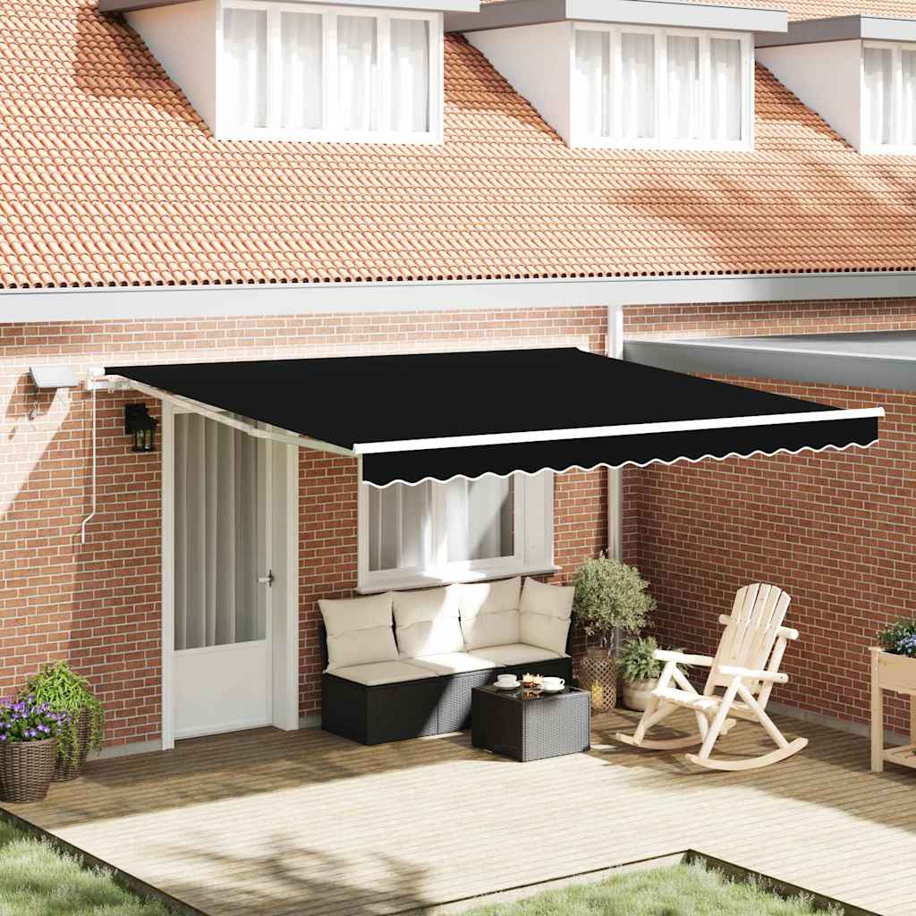 Retractable Awning Black 400 x 300 cm Fabric and Aluminium