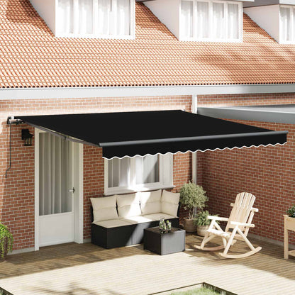 Retractable Awning Black 400 x 300 cm Polyester and Aluminium