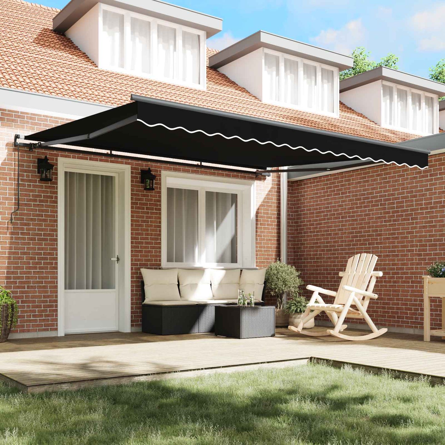 Retractable Awning Black 400 x 300 cm Polyester and Aluminium
