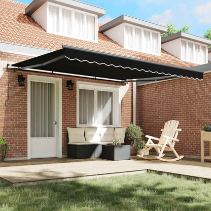 Retractable Awning Black 400 x 300 cm Polyester and Aluminium
