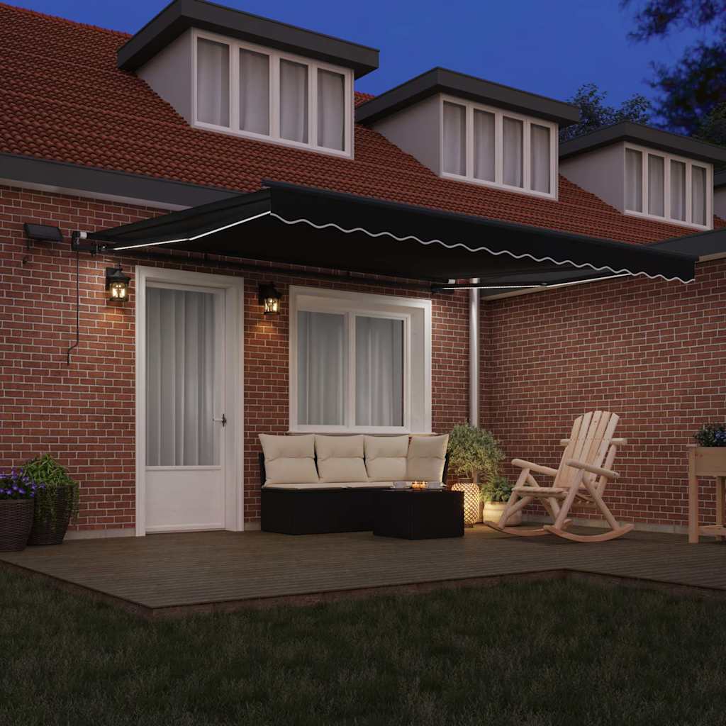 Retractable Awning Black 400 x 300 cm Fabric and Aluminium