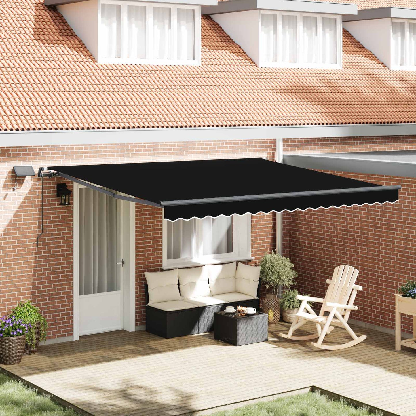 Retractable Awning Black 400 x 300 cm Fabric and Aluminium