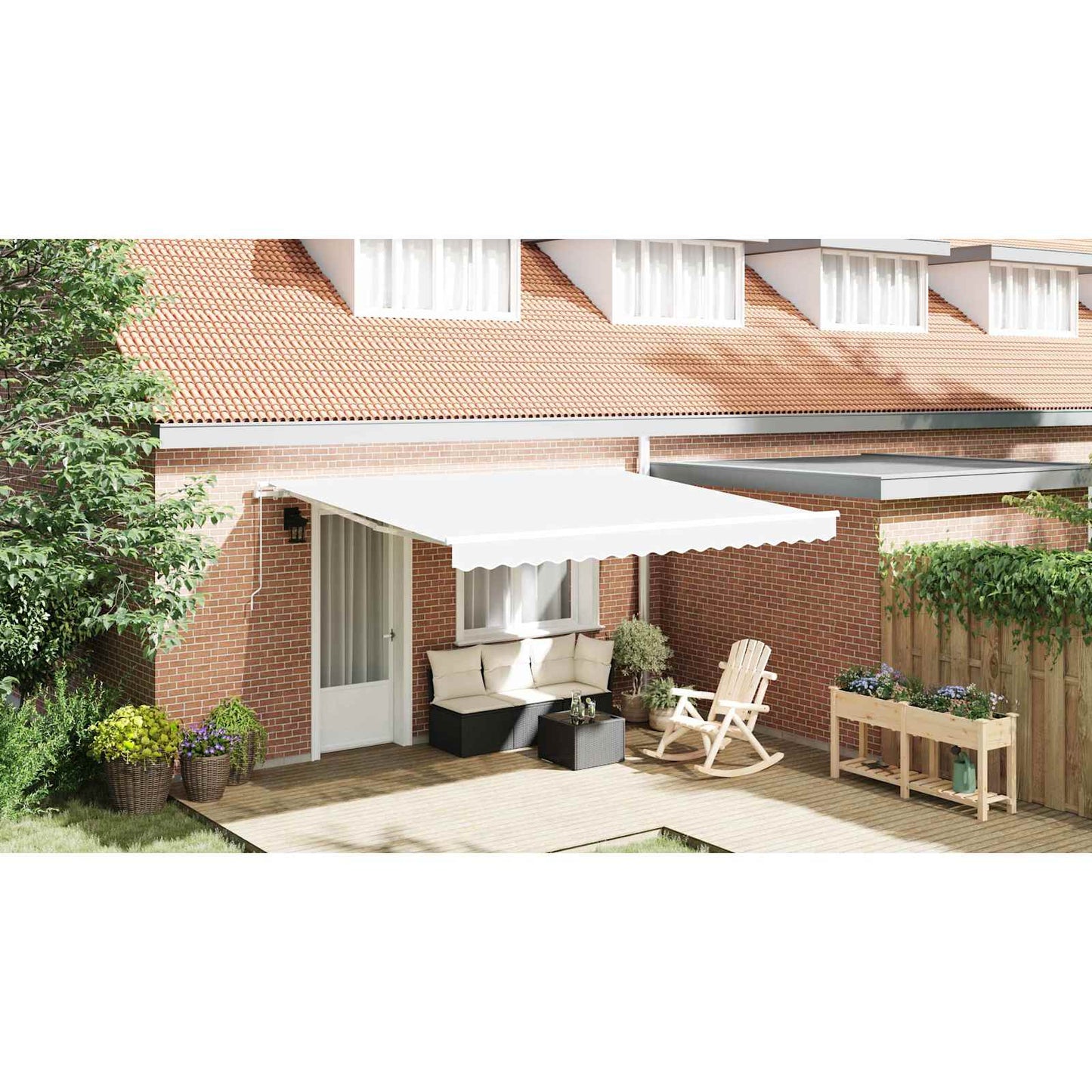 Retractable Awning White 400 x 300 cm Polyester and Aluminium