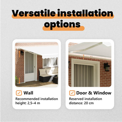 Retractable Awning White 400 x 300 cm Polyester and Aluminium