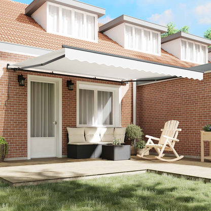 Retractable Awning White 400 x 300 cm Polyester and Aluminium