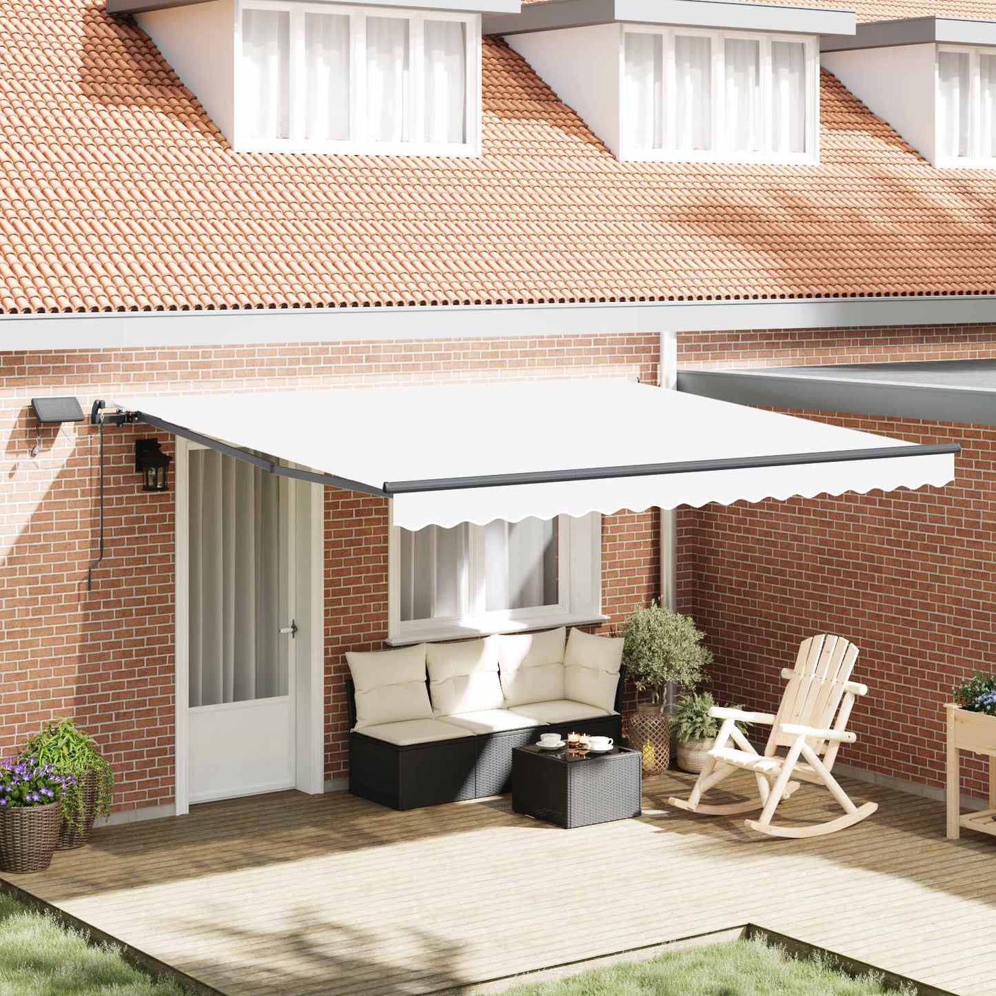 Retractable Awning White 400 x 300 cm Fabric and Aluminium