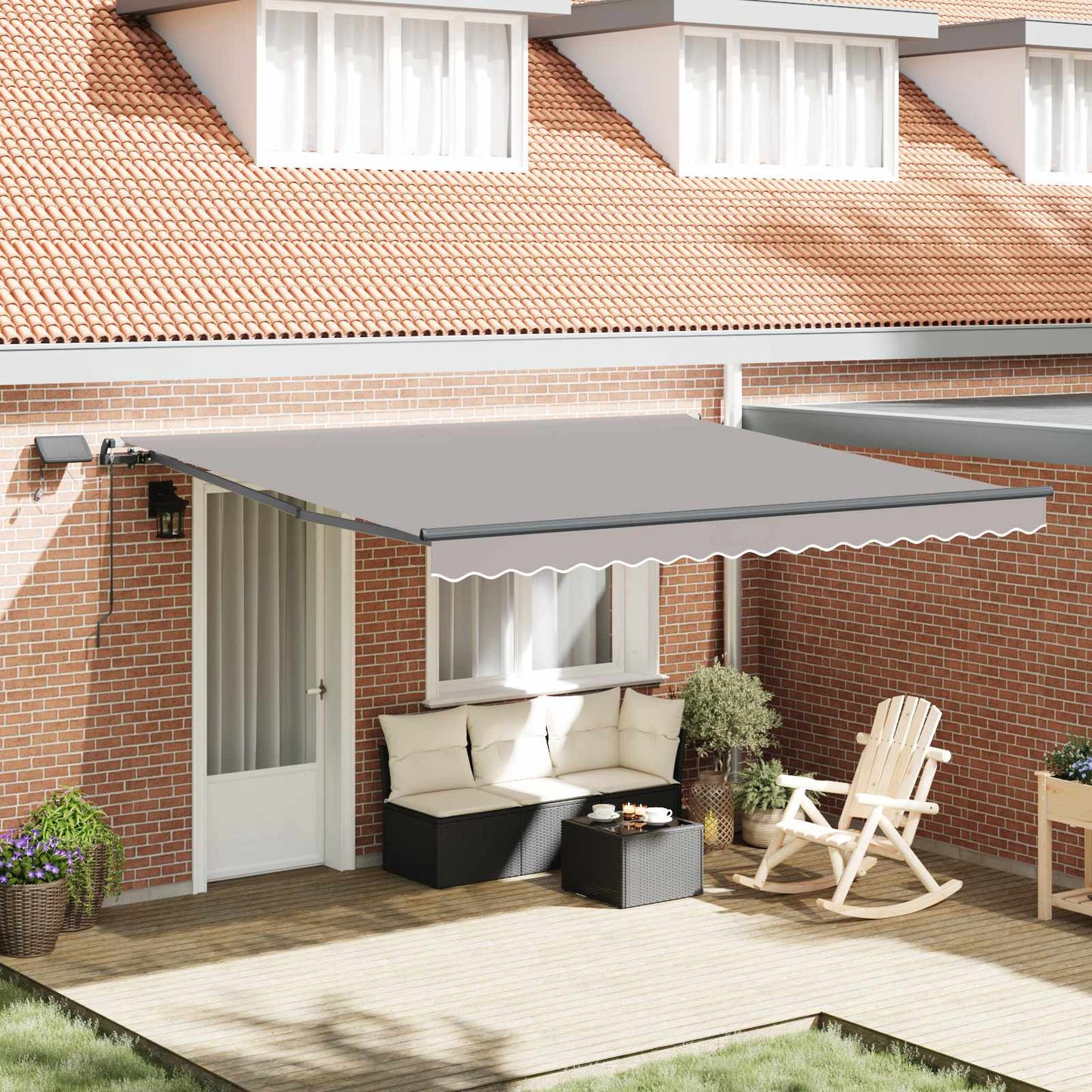 Retractable Awning Light Grey 400 x 300 cm Fabric and Aluminium