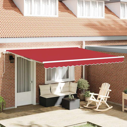Retractable Awning Red 400 x 300 cm Polyester and Aluminium