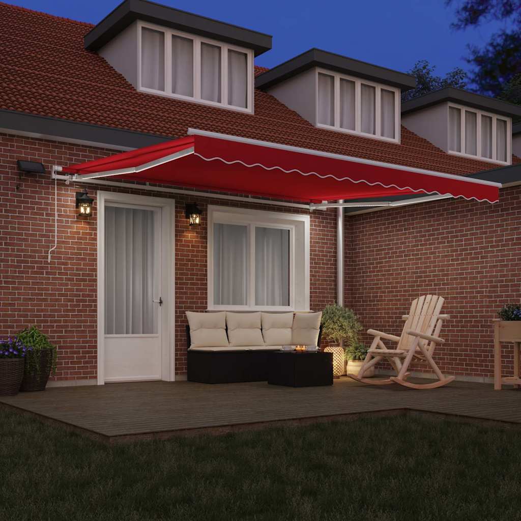 Retractable Awning Red 400 x 300 cm Fabric and Steel