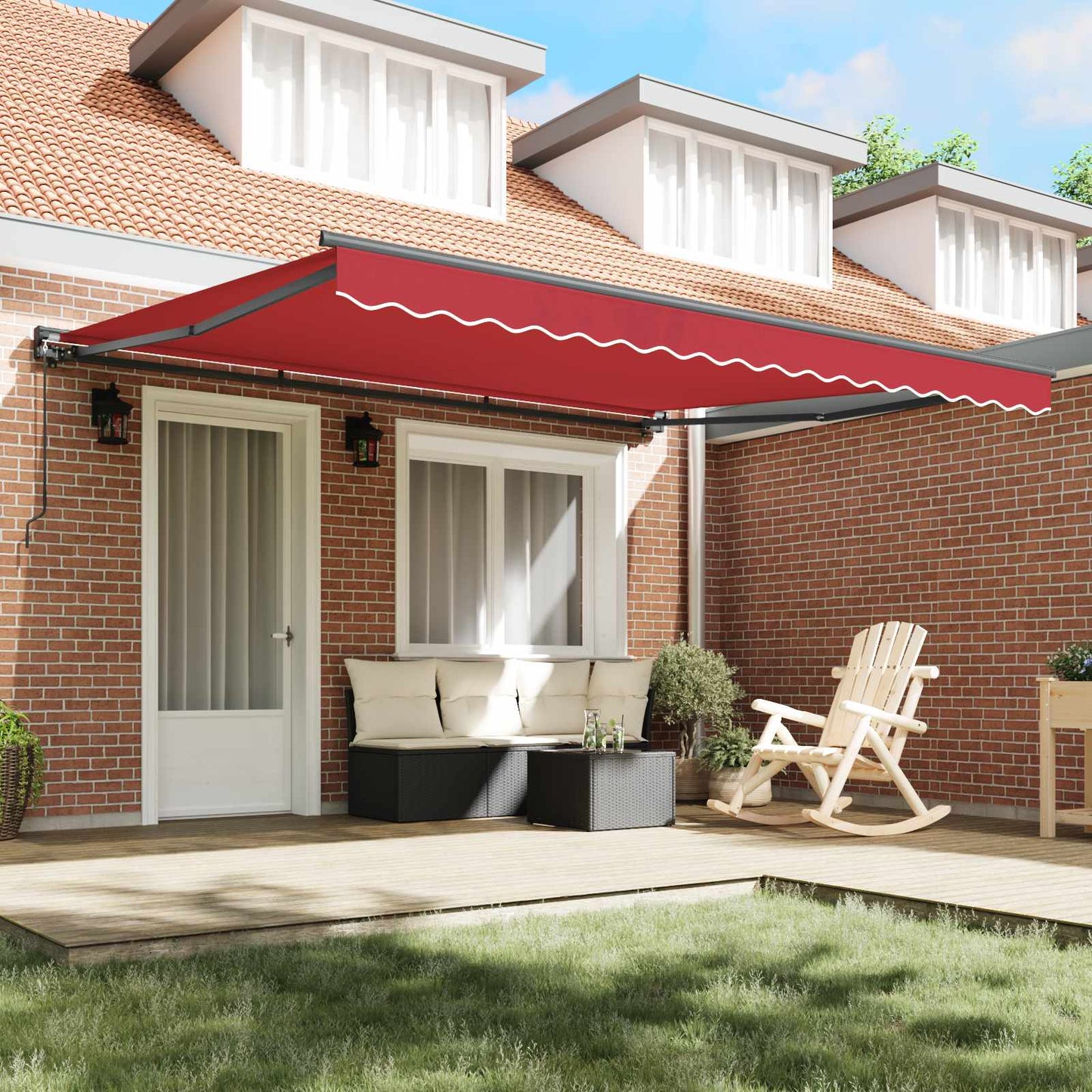 Awning Frame Red 400 x 300 cm Polyester with PU coating