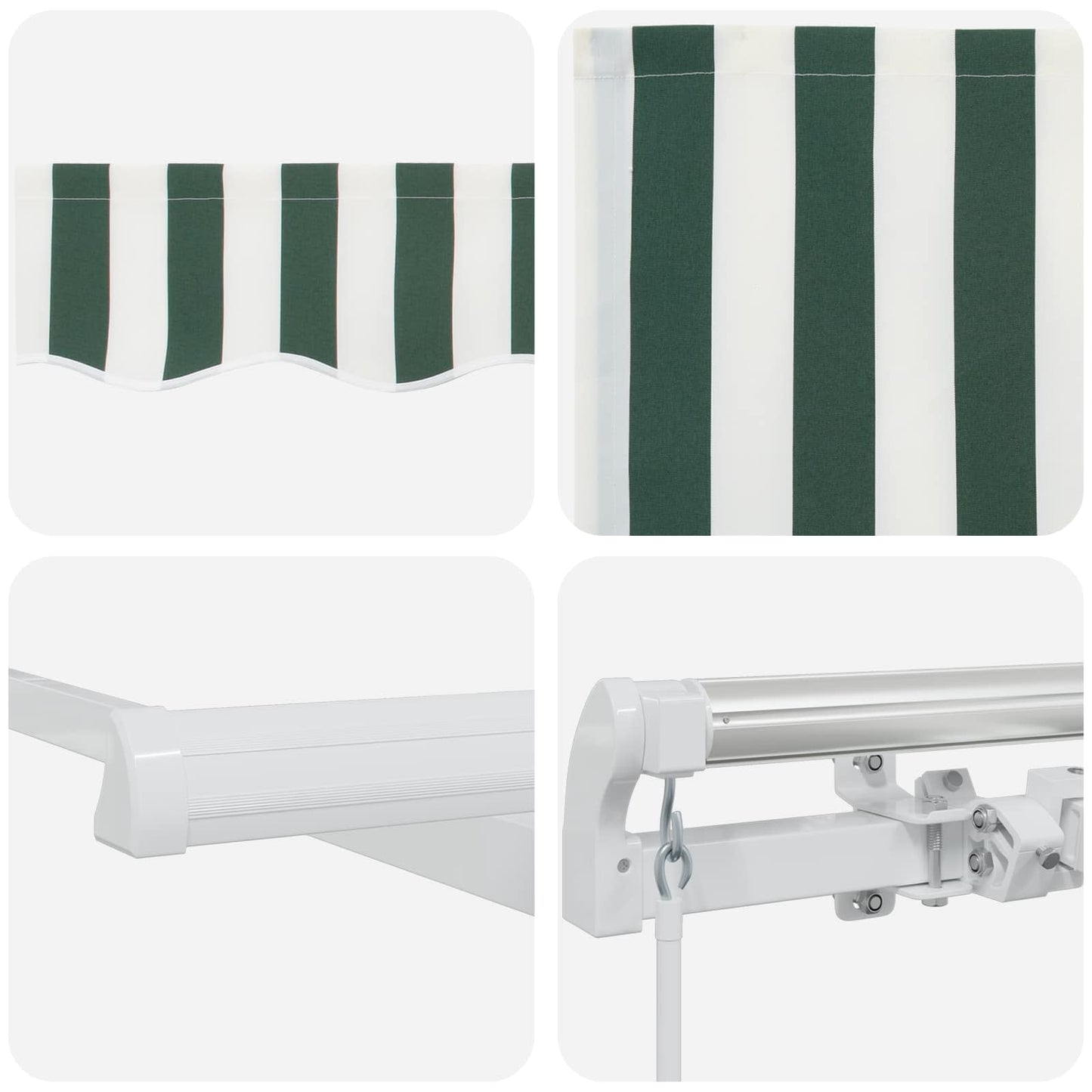 Retractable Awning Green and White 400 x 300 cm