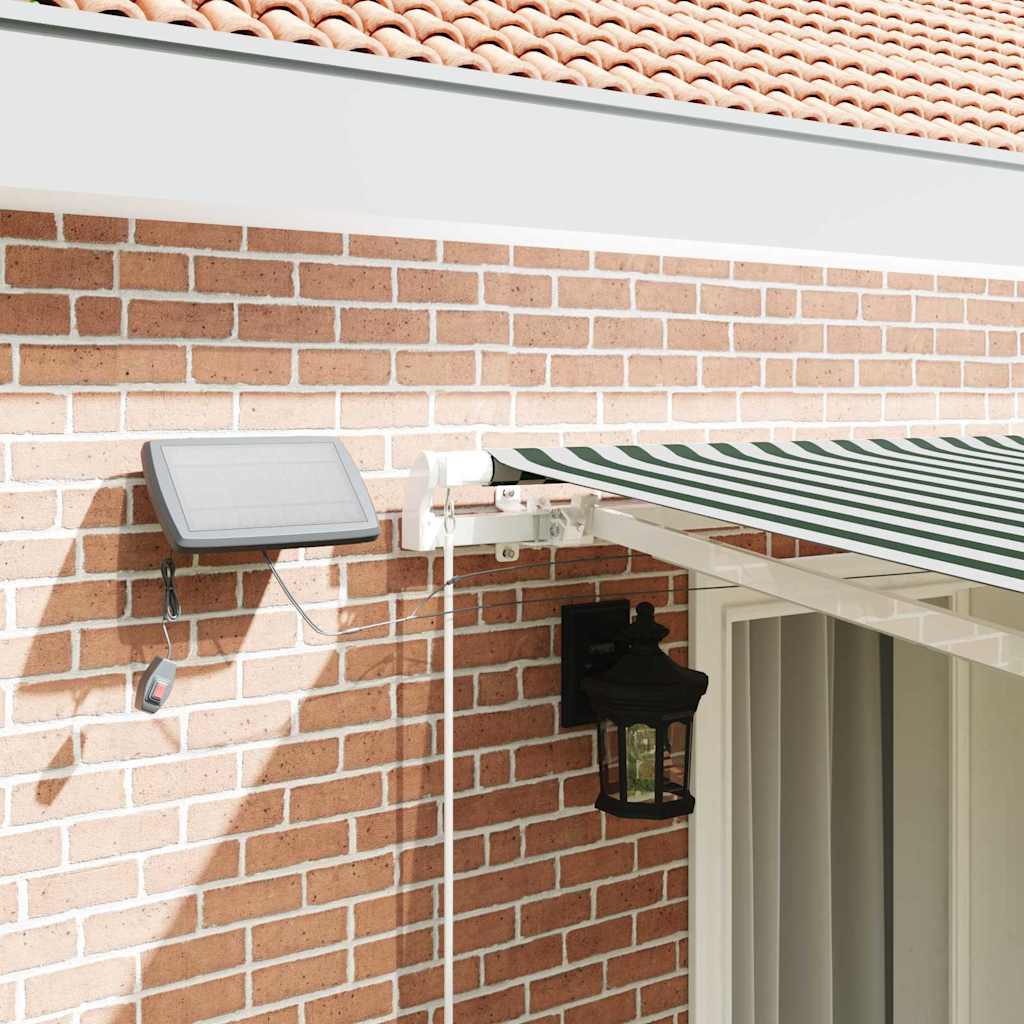 Retractable Awning Green and White 400 x 300 cm