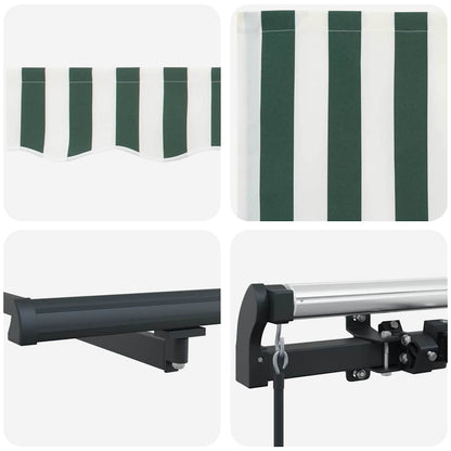 Retractable Awning Green and White 400 x 300 cm