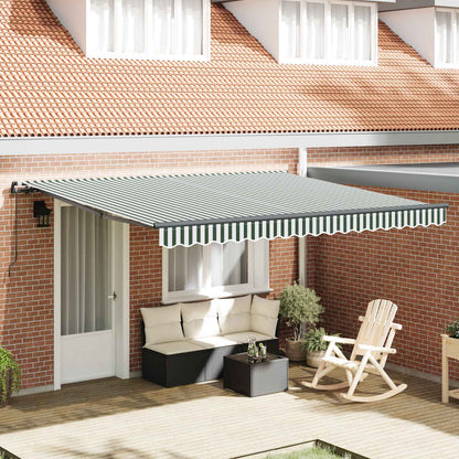 Retractable Awning Green and White 400 x 300 cm