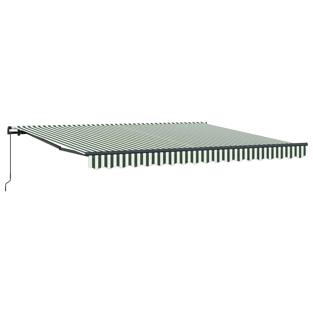 Retractable Awning Green and White 400 x 300 cm