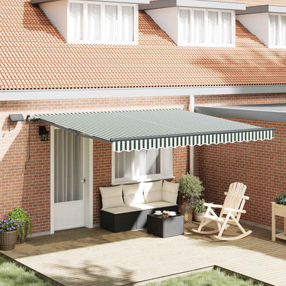 Retractable Awning Green and White 400 x 300 cm