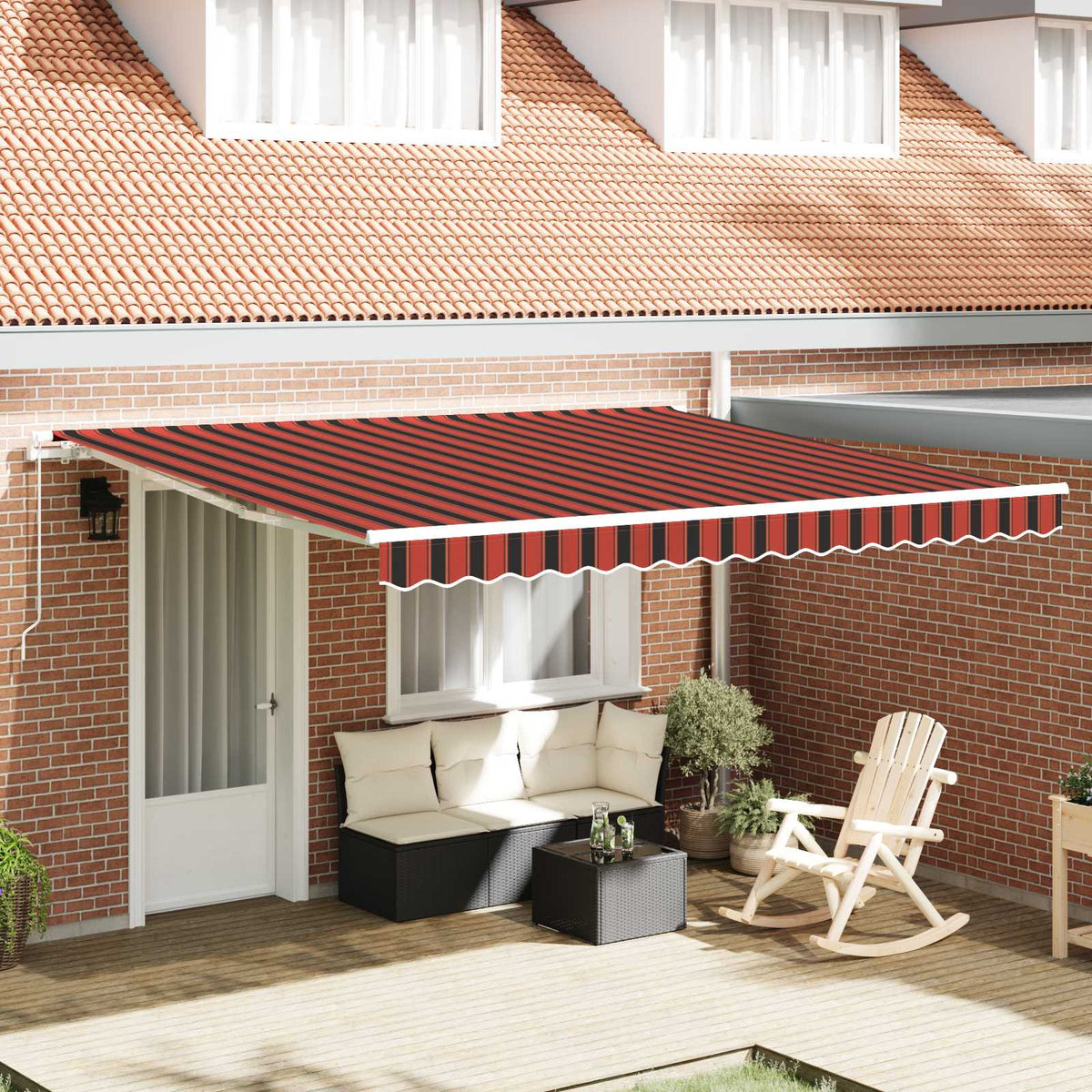 Retractable Awning Orange 400 x 350 cm Polyester and Aluminium