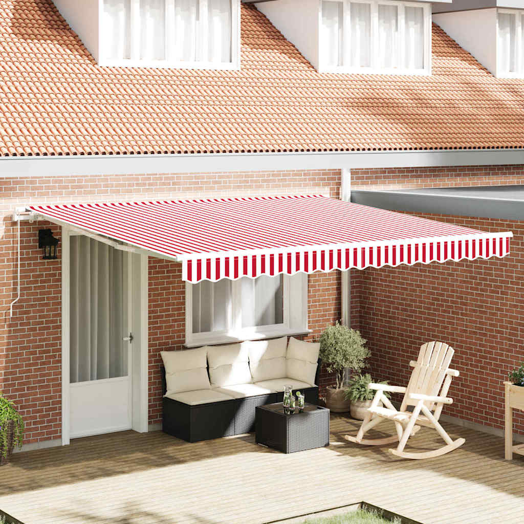 Retractable Awning Red and White 400 x 350 cm