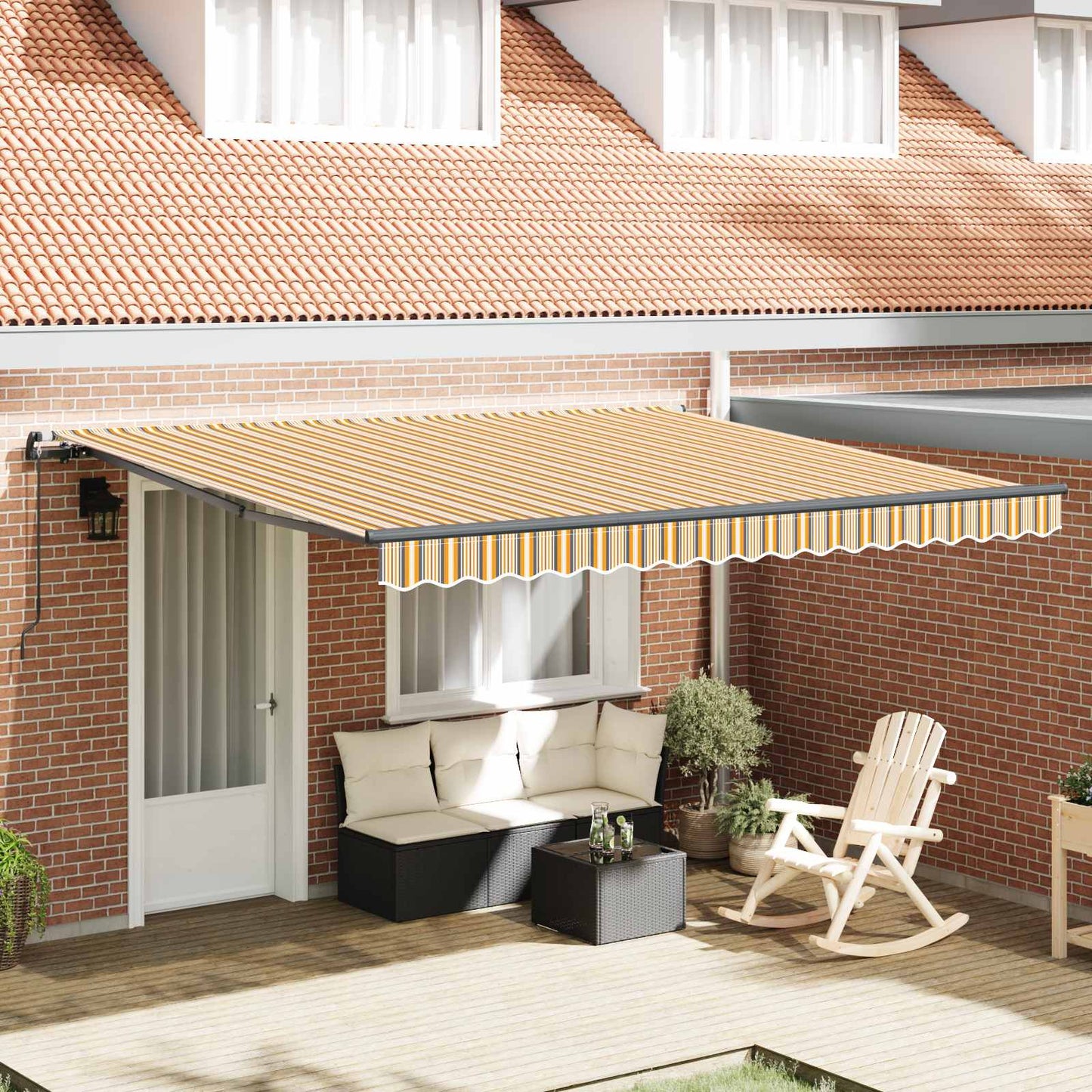 Retractable Awning Multicolour 400 x 350 cm