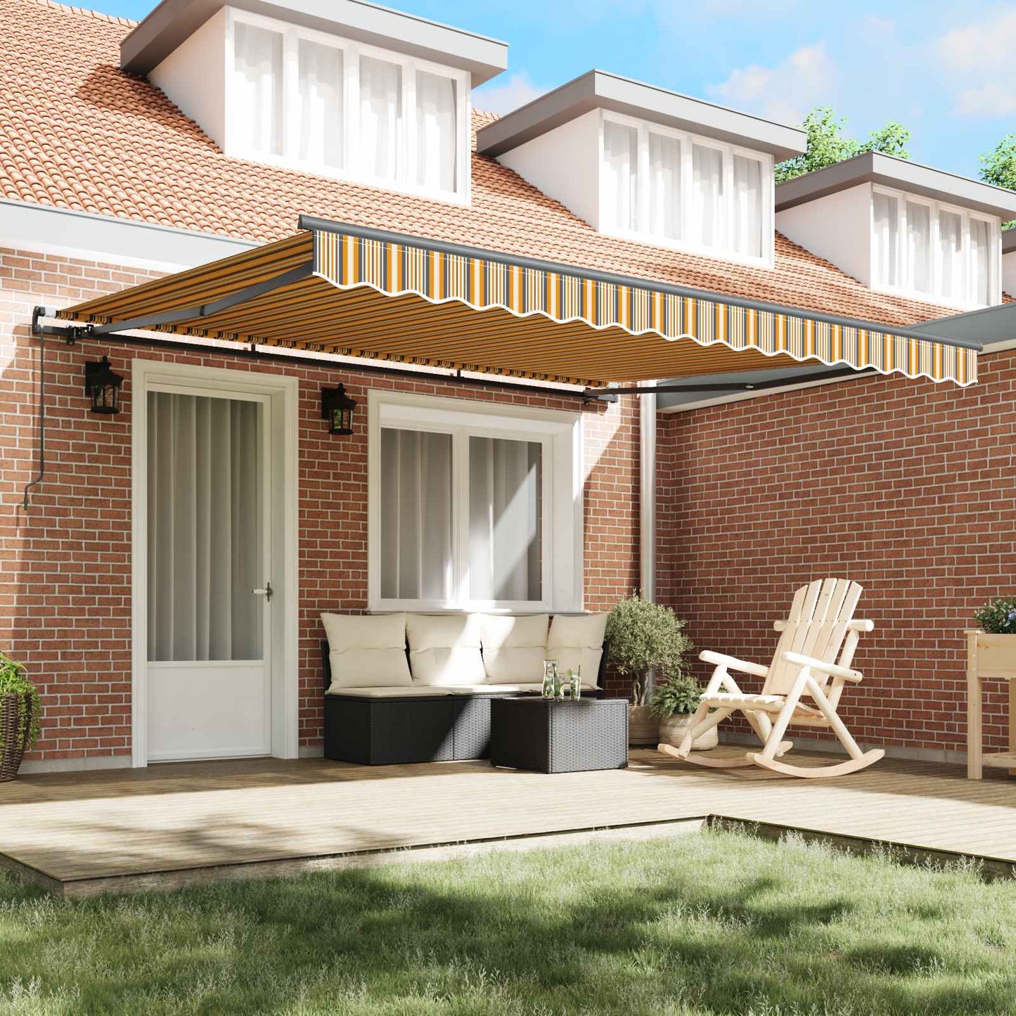 Retractable Awning Multicolour 400 x 350 cm