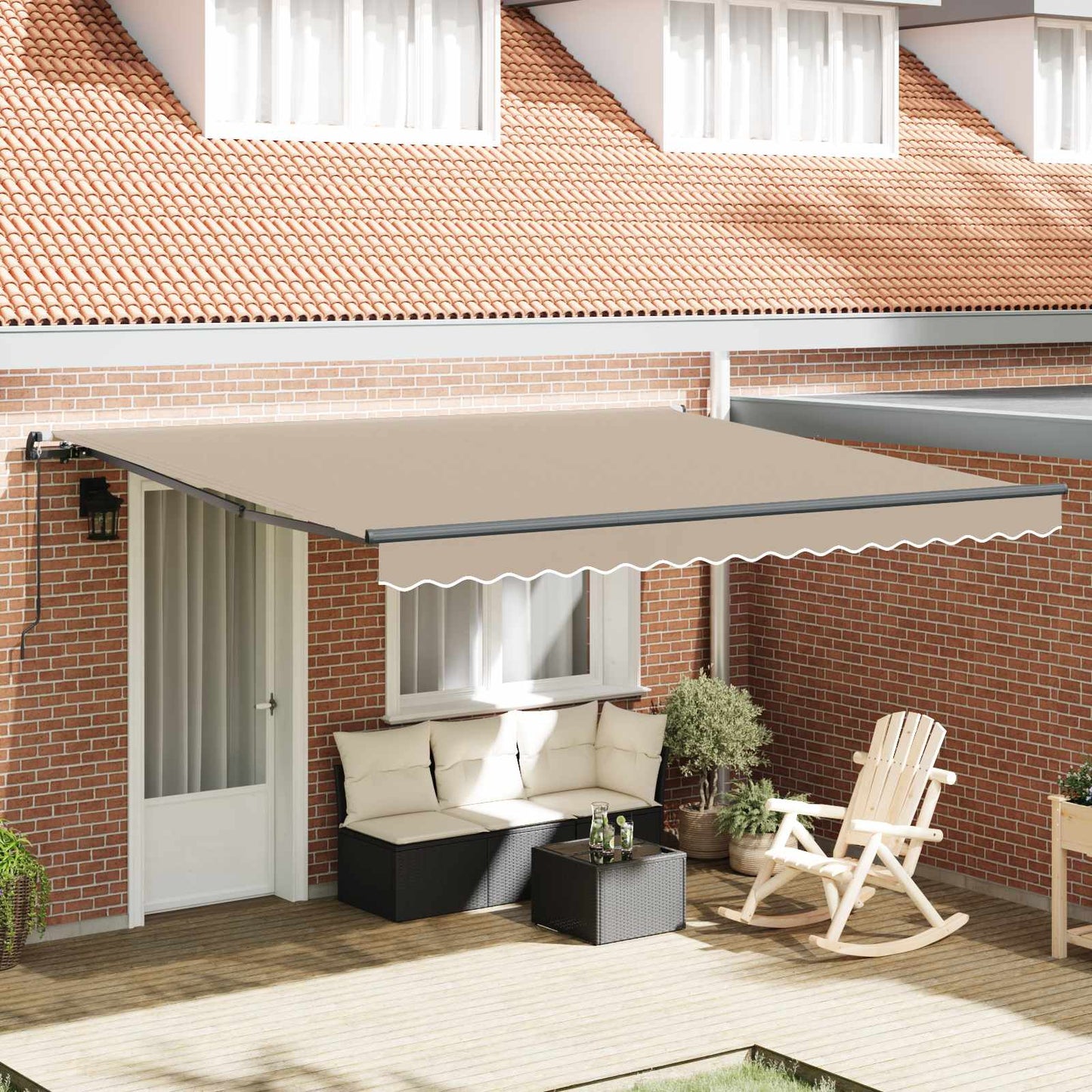 Retractable Awning Beige 400 x 350 cm Polyester and Aluminium