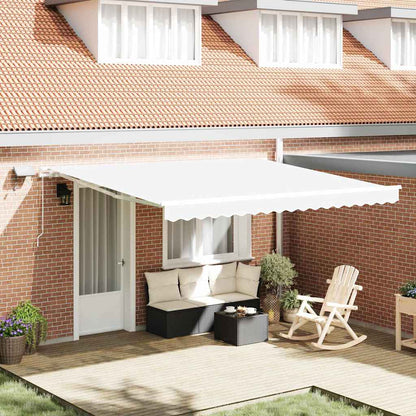 Retractable Awning White 400 x 300 cm Fabric and Aluminium