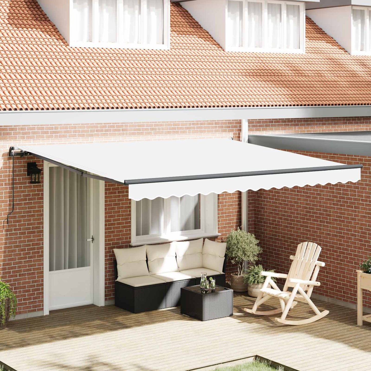 Retractable Awning White 400 x 350 cm Polyester and Aluminium