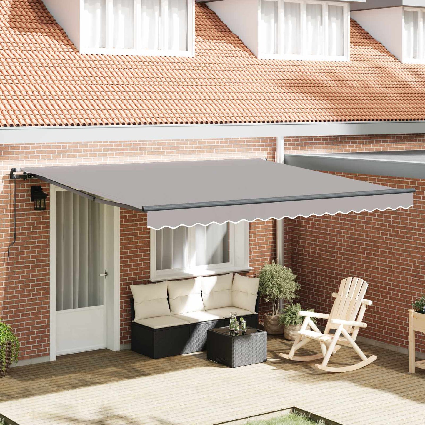 Retractable Awning Light Grey 400 x 350 cm