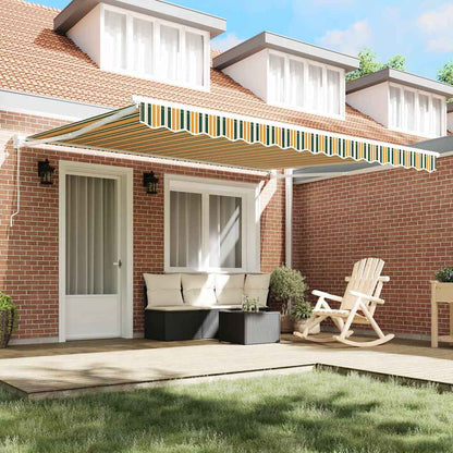 Retractable Awning Green and White 400 x 350 x 165 cm