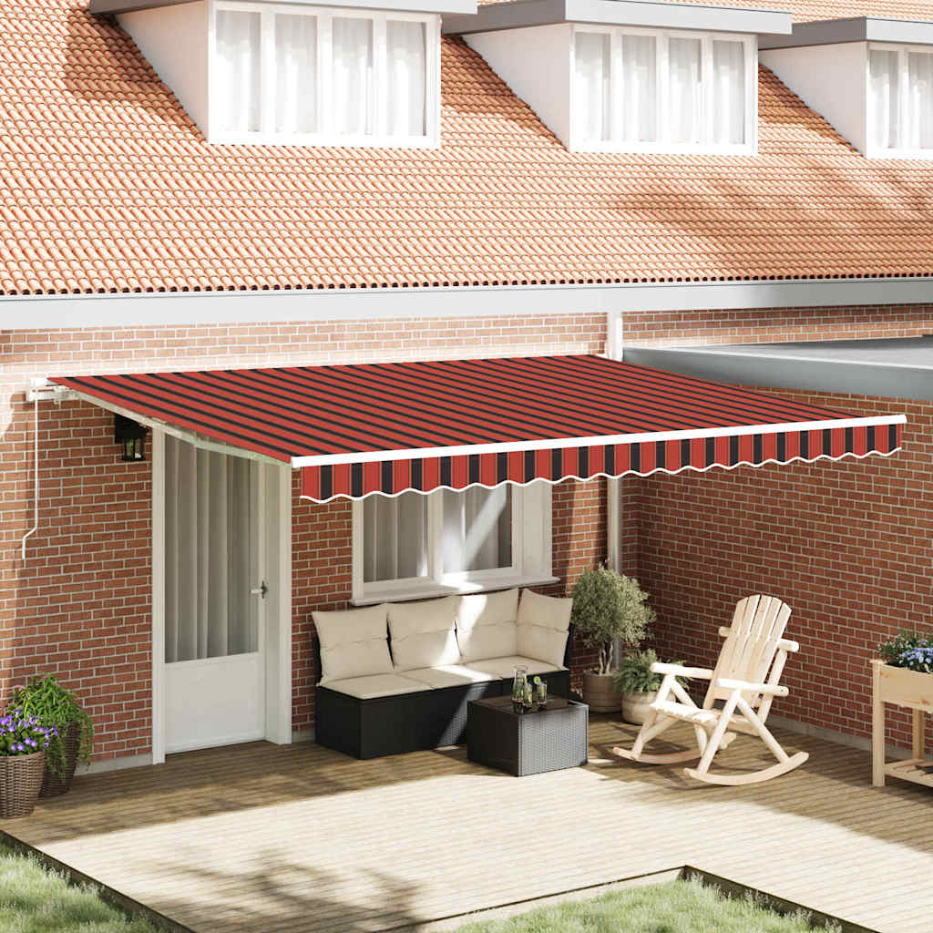 Retractable Awning Orange and Brown 450 x 300 x 165 cm