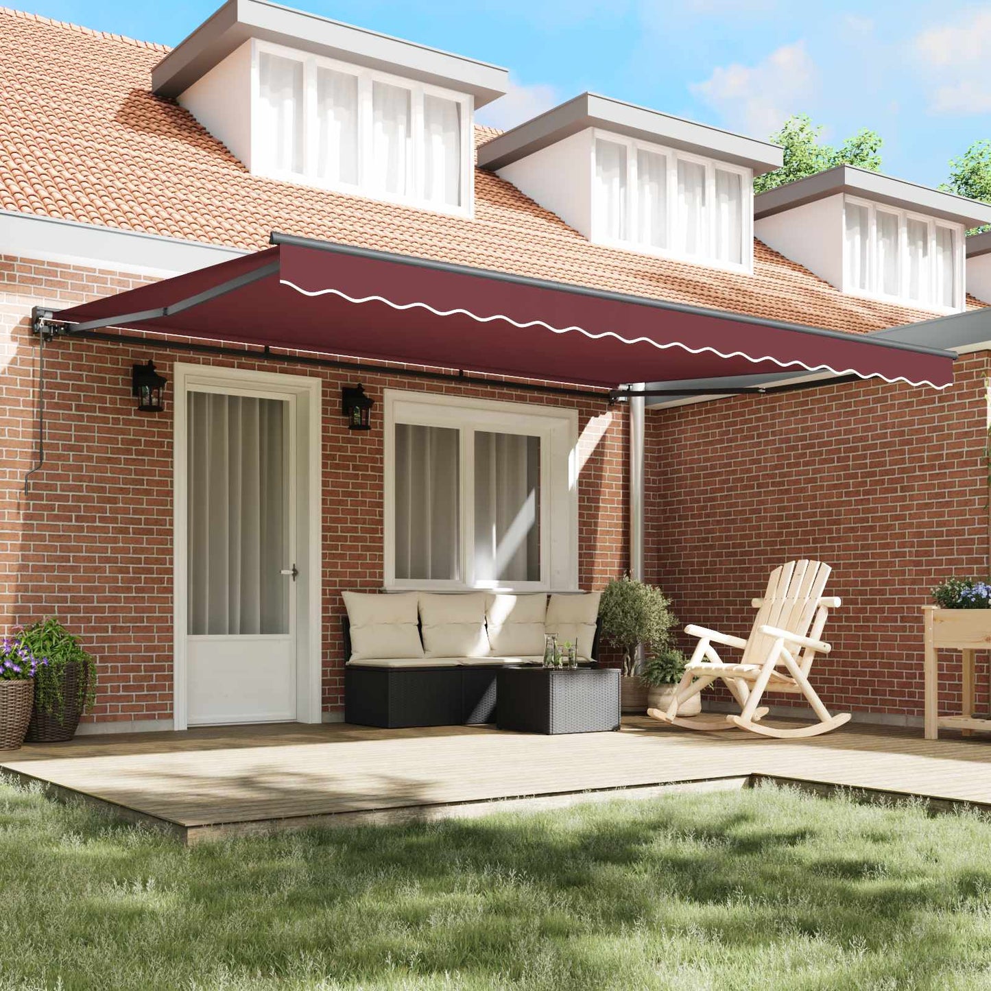 Awning Frame Burgundy 450 x 300 cm Polyester with PU coating